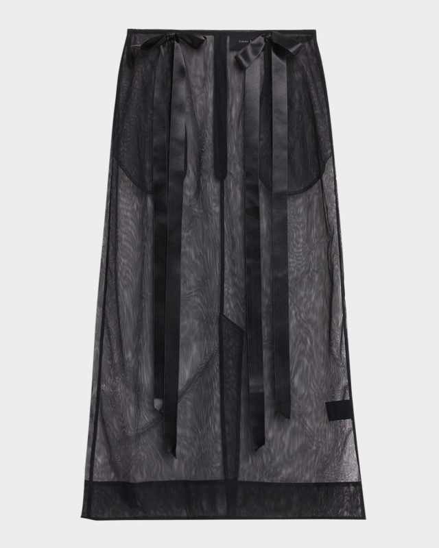 Ribbon Bow Sheer Pencil Skirt